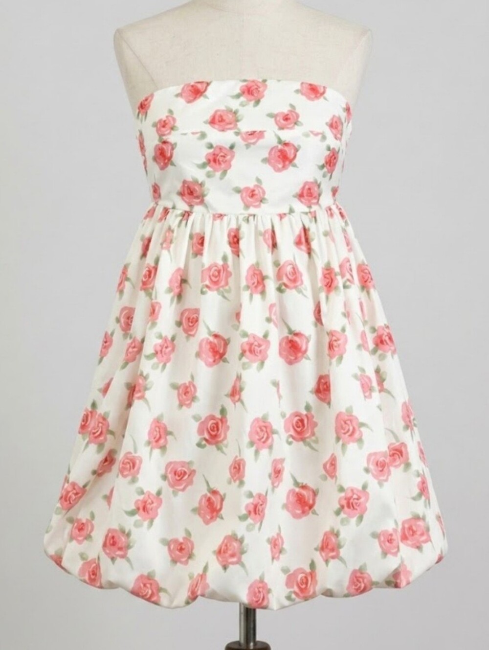 HYFVE Floral Strapless Bubble Hem Mini Dress